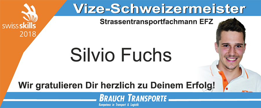 Silvio Fuchs ist Vize Schweizermeister Strassentransportfachmann EFZ